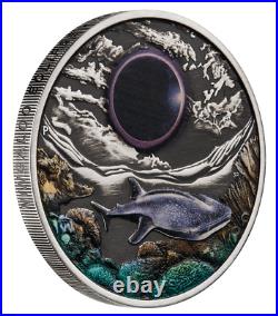 2023 Australian Ningaloo Eclipse 2oz Silver Antiqued Colorized Coin