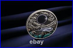 2023 Australian Ningaloo Eclipse 2oz Silver Antiqued Colorized Coin