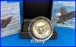 2023 Bald Eagle 1 Oz. Silver Antique High Relief Oglala Lakota Sioux $1 Coin OGP