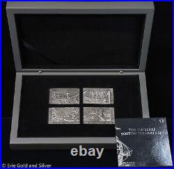 2023 Barbados Boston Tea Party 250th Ann 4x 1 oz Antiqued Silver Coin Set in OGP