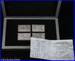 2023 Barbados Boston Tea Party 250th Ann 4x 1 oz Antiqued Silver Coin Set in OGP