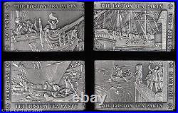 2023 Barbados Boston Tea Party 250th Ann 4x 1 oz Antiqued Silver Coin Set in OGP