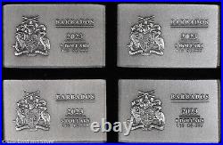 2023 Barbados Boston Tea Party 250th Ann 4x 1 oz Antiqued Silver Coin Set in OGP