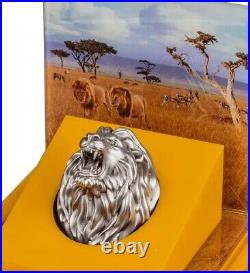 2023 Burundi Lion Head 3oz Silver 3D Shaped Antiqued Coin