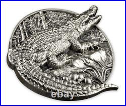 2023 Burundi Protecting Wildlife Crocodile 5oz Silver Antique Coin