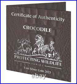 2023 Burundi Protecting Wildlife Crocodile 5oz Silver Antique Coin