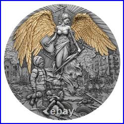 2023 Cameroon 2000 Francs Guardian Angel 2 oz High Relief Silver Antiqued and