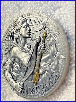 2023 Cameroon ARTEMIS 3 oz Gilded High Relief Antique Silver Coin-MINTAGE 333