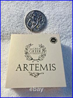 2023 Cameroon ARTEMIS 3 oz Gilded High Relief Antique Silver Coin-MINTAGE 333