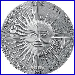 2023 Cameroon Dual Essence Lucifer Morning Star 2oz Silver Antiqued Gilded Coin