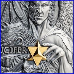 2023 Cameroon Dual Essence Lucifer Morning Star 2oz Silver Antiqued Gilded Coin