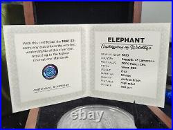 2023 Cameroon Expressions of Wildlife High Relief Elephant 2oz Silver Antiqued