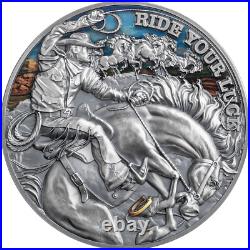 2023 Cameroon Lucky Coin Ride Your Luck 2 oz Silver Antiqued Coin