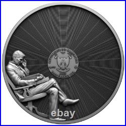 2023 Cameroon Nikola Tesla Bulb Inlay 2oz Antiqued Silver Coin with Plasma Ball 2023 Cameroon Nikola Tesla Bulb Inlay 2oz Antiqued Silver Coin with Plasma Ball