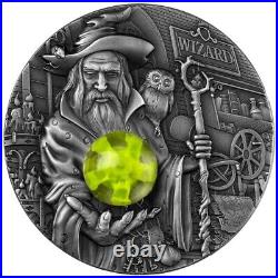 2023 Cameroon Wizard 2 oz Silver Coin Antiqued with Fluorescent Insert Mint 888