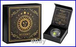 2023 Cameroon Wizard 2 oz Silver Coin Antiqued with Fluorescent Insert mtg 8888
