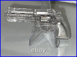 2023 Chad 2 oz Silver Revolver Gun Shaped Antiqued High Relief Coin. 999 Fine
