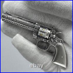 2023 Chad 2 oz Silver Revolver Gun Shaped Antiqued High Relief Coin. 999 (withBox)