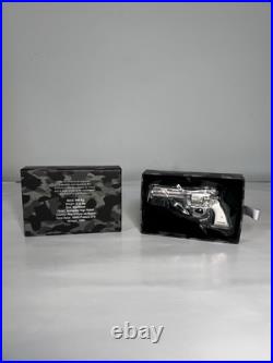2023 Chad 2 oz Silver Revolver Gun Shaped Antiqued High Relief Coin. 999 (withBox) 2023 Chad 2 oz Silver Revolver Gun Shaped Antiqued High Relief Coin. 999 (withBox)
