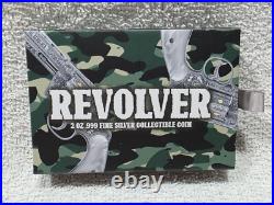 2023 Chad 2 oz Silver Revolver Gun Shaped Antiqued High Relief Coin. 999 (withBox) 2023 Chad 2 oz Silver Revolver Gun Shaped Antiqued High Relief Coin. 999 (withBox)
