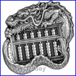 2023 Chad Dragon Abacus Antiqued 1 oz Silver Coin 888 Mintage
