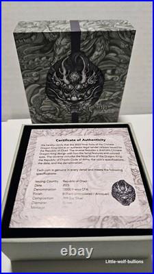2023 Chad Nine Sons of the Dragon King 2 oz Silver Ultra High Relief Antiqued