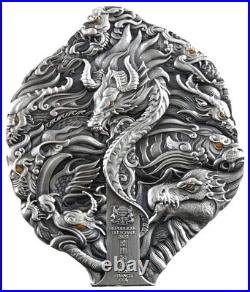 2023 Chad Nine Sons of the Dragon King 2 oz Silver Ultra High Relief Antiqued