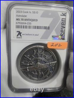 2023 Cook Islands $10 Astrolabe 2oz Silver. 999 NGC MS70 Antiqued