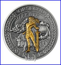 2023 Cook Islands Norse Gods Freyr 2oz Silver Antiqued Coin