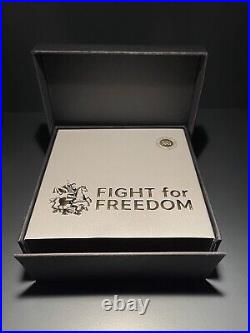 2023 Fight for Freedom Ukraine 5 oz Antique Silver Coin Niue MS 70 LOW MINTAGE