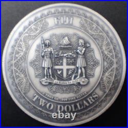 2023 Fiji $2 Black Eagle 2-oz Silver-Antique Finish-ULTRA HIGH RELIEF-999Mintage