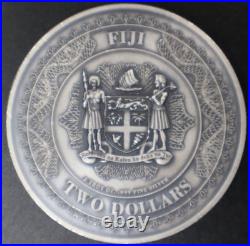2023 Fiji $2 Black Eagle 2-oz Silver-Antique Finish-ULTRA HIGH RELIEF-999Mintage