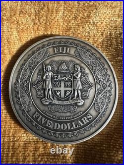 2023 Fiji $5 Silver 5 OZ Black Eagle Coin-Antiqued-Mint Condition-Beautiful-Rare