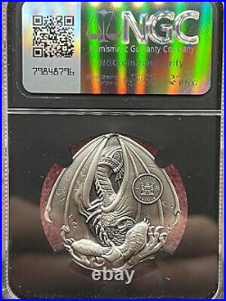 2023 Fiji Egyptian Dragon 1 oz. 999 Silver Antiqued Coin NGC MS70