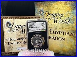 2023 Fiji Egyptian Dragon 1 oz. 999 Silver Antiqued Coin NGC MS70