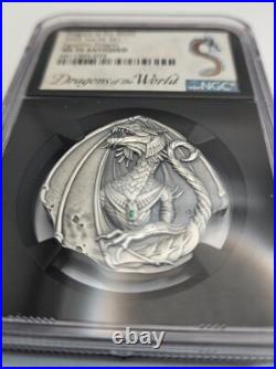 2023 Fiji Egyptian Dragon 1 oz. 999 Silver Antiqued Coin NGC MS70 With COA Perfect 2023 Fiji Egyptian Dragon 1 oz. 999 Silver Antiqued Coin NGC MS70 With COA Perfect