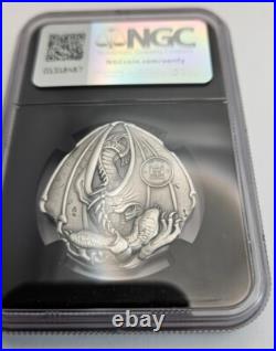 2023 Fiji Egyptian Dragon 1 oz. 999 Silver Antiqued Coin NGC MS70 With COA Perfect 2023 Fiji Egyptian Dragon 1 oz. 999 Silver Antiqued Coin NGC MS70 With COA Perfect