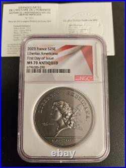 2023 France S25e LIBERTAS AMERICANA First Day Issue MS 70 Antiqued withCOA 2023 France S25e LIBERTAS AMERICANA First Day Issue MS 70 Antiqued withCOA