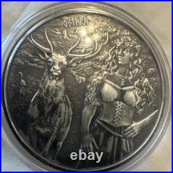 2023 Germania Valkyries Ostara 1 oz Silver Coin. 999 in Capsule-25k antiqued