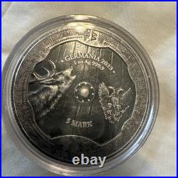 2023 Germania Valkyries Ostara 1 oz Silver Coin. 999 in Capsule-25k antiqued