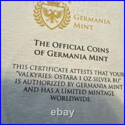 2023 Germania Valkyries Ostara 1 oz Silver Coin. 999 in Capsule-25k antiqued