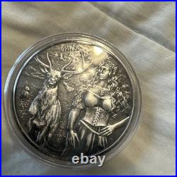 2023 Germania Valkyries Ostara 1 oz Silver Coin. 999 in Capsule-25k antiqued