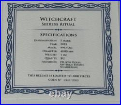 2023 Germania Witchcraft Seeress Ritual 1 oz silver coin antiqued Finish BOX COA