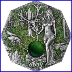 2023 Germania Witchcraft Seeress UV effect UHR Antique Silver Round withAventurine