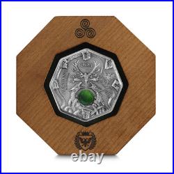 2023 Germania Witchcraft Seeress UV effect UHR Antique Silver Round withAventurine