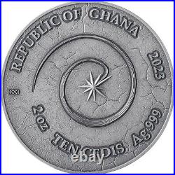2023 Ghana Chronicles of Fire Phoenix 2oz Silver Antiqued Coin