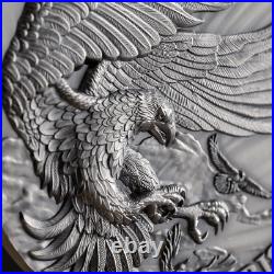 2023 Ghana Life Quotes Eagle and Raven 2oz Silver Antiqued Coin Mintage of 500