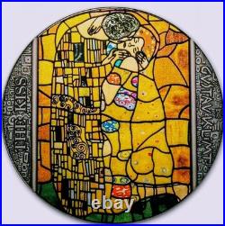 2023 Ghana The Kiss Stained Glass Art 2 oz Antique finish Silver Coin 500 Mint