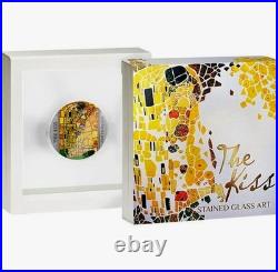 2023 Ghana The Kiss Stained Glass Art 2 oz Antique finish Silver Coin 500 Mint
