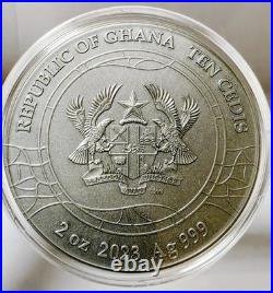 2023 Ghana The Kiss Stained Glass Art 2 oz Antique finish Silver Coin 500 Mint